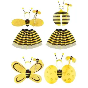 兒童蜜蜂天使翅膀背式演出道具昆蟲衣服瓢蟲翅膀裙子三四件套裝