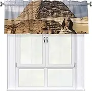 LHBWCVN Pyramids of Egypt Valances for Windows, Rod Pocket Window Treatment Drapes Farmhouse Kitchen Curtains Short Blackout Window Curtains for Living Room Bedroom Decor 54x18 Inch