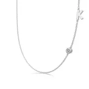 ANYCO Necklace 925 Silver Initial K Pendant With Round Cubic Zirconia 5A Jewelry For Women