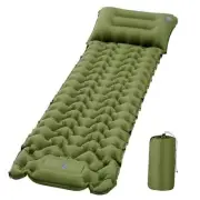 Camping Sleeping Pad 50D Ultralight Inflatable Camping Mat Army Green Single