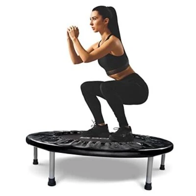 36/38 Mini Trampoline Rebounder Trampoline for Adults Max Load Deep Black