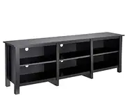 ROCKPOINT 70inch TV Stand Storage Media Console Entertainment Center,Tradition Black