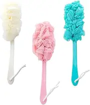 SOESFOUFU 3-piece Set Long Handle Shower Brush Body Brush Bath Brush Back Cleaning Brush Soft Bristles for Bathing Back Bath