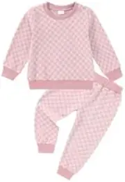 [WESIDOM] Toddler Baby Girl Boy Clothes Checkered Long Sleeve Pullover Tops + Pants Toddler Sweatsuit Fall Winter Outfits
