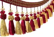 BXFGJCHH, Beads Hanging Ball Tassel,Fringe Trimming, 6 Yards Sewing Curtain Trim Hanging Beads Tassel Fringe Room Decorative Trimming Lace Table Sofa Decor,Tassel Decoration(Red)