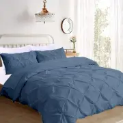 Pinch Pleated 3pc Duvet Cover Set 100% Egyptian Cotton 1000 Thread Count Zipp...