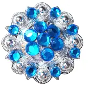 65HS Set Of 4 Western Screw Back Concho Capri Blue Crystal 1-1/4In Saddle