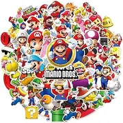 Mario Stickers 50pcs, Super Mario Party Waterproof Vinyl Stickers,Cartoon Animation Stickers,Suitcase Stickers,Used for Water Bottles, laptops,Bicycles，Mobile Phones, Skateboards, Party Gifts