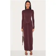 Chocolate Matte Sculpt Wrap Maxi Dress, Chocolate
