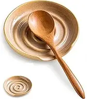 Cormomu Spoon Rest, Ceramic Spoon Holder for Kitchen Counter, Large and Heat-resistant, Spoon Holder for Spatula Ladles Tongs, Farmhouse Decor, Brown