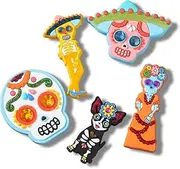 [Crocs] Jibbitz Holiday Shoe Charms, Dia de Muertos Catrina, 5 Pack