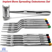 Set Of 3 Dental Implant (Concave Tips) Straight & Curved Mead Mallet Instruments