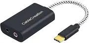 USB-C Microphone Adapter, CableCreation Type C External Stereo Sound Card with 3.5 mm Audio Jack Compatible with Windows, MacBook Pro, iPad Pro 2020, S20 S21 Ultra, Note 9 10, OnePlus 8, Black