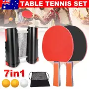 Table Tennis Bats Ping Pong Net Rack Racket Balls Portable Paddle Bat Train Set