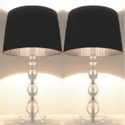 2x Bulb Stand Bedside Table Lamps with Black Shades