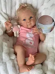 Anano Lifelike Reborn Baby Girl Silicone Full Body Washable 45CM Realistic Newborn Baby Dolls That Look Real New Born Life Like Silicone Reborn Baby Doll Alive Blue Eyes