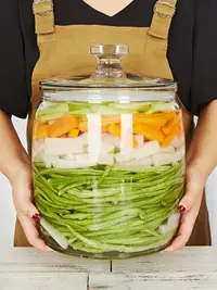 在飛比找松果購物優惠-韓式小清新玻璃罐密封罐 食品級家用2斤泡菜罐泡菜罈子單獨一個
