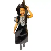 Witches & Wizard Girls Black Witch Dress Hat Costume Set Black XS