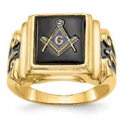 Solid 14k Yellow Gold Men's Masonic Ring