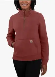 Carhartt Women's Relaxed Fit Midweight Half-Zip Sweatshirt, Sable-Small