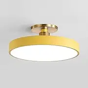 TONFON Nordic Round LED Ceiling Light Semi Flush Mount Ceiling Lamp Acrylic Simple Metal Office Ceiling Light Fixture for Living Room Bedroom Dining Room Kitchen Study Room Corridor Chandelier(Yellow,