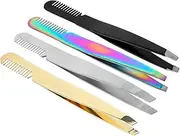 FOMIYES 4pcs Tweezer hair plucker plucking eyebrows brow remover tools grooming kit for men lash tools for eyelash extensions kit para pestañas suit for men Miss pointy wig Stainless steel