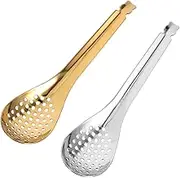 CONGARTENO Stainless Steel Slotted Bar Spoon Mini Serving Spoons for Soup Stew Curry Salad