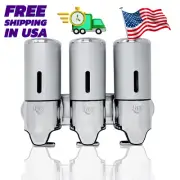 Three Chamber Wall Mounted Bathroom Soap Dispenser Shower Shampoo (Black)