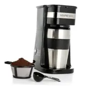 Personal Single Serve Coffee Maker & 14oz Travel Mug, Drip Small Coffee Black