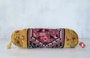 Turkish Sumak Kilim Tapestry Long Pillowcase 21x9 Boho Ethnic Lumbar Cushion NWT