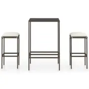 3 Piece Garden Bar Set with Cushions Poly Rattan Brown