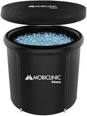 Mobiclinic® Fitness, Ice Bath, Muscle Recovery, for Athletes, 80 x 80 x 70 cm, Artic, 350 L, Portable, Dual Therapy, Transport Bag, Inflatable Pillow and Lid, Inflatable Edge