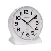 4.5" No Ticking Analog Alarm Clock,Silent Readable for Seniors,Easy to White
