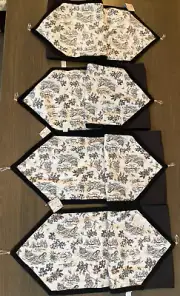 Christmas Holiday Table Runner 49" x 4 Black White Victorian Winter