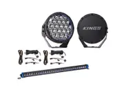 Kings 9" Lethal driving lights + 30" Single Row Light Bar + 2x Plug N Play Wiring Harness Kit