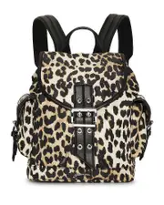 Ganni Leopard Small Nylon Bucky Backpack