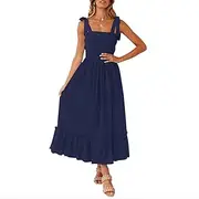 [Generic] Summer Deals Clearance Women Under 10,Summer Dresses 2024 Casual,Puffy Sleeves Dress for Women Womens Fall Dress Dress Pants Women Tummy Control Black Maxi Dress for Women(08-Navy,XL)