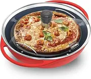 [HAWKINS] Diecast 30 cm Nonstick Pizza Maker and Cake Baker with Glass Lid, Gas Oven, Pizza Oven Toaster Griller Tandoor Barbecue, Cake Baking Pan, Red (PIZZA)