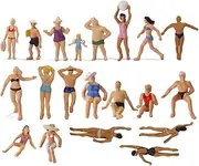 P8719 40pcs Model Trains Swimming Figures 1:87 Scale HO Scale People Scenery Layout Landscape Miniature