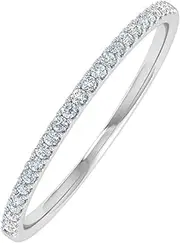 [FINEROCK] 0.08 Carat (ctw) 10K Gold Round White Diamond Ladies Dainty Anniversary Wedding Stackable Ring