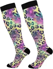 [Yoogain] Colorful Matte Water Dropletslong support socks for cycling for women mujer, Colorful Matte Water Droplets