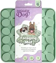 Diggidy Dog Foraging Mat - Silicone Slow Feeder, Mental Stimulation for Dogs, Stress Relief, BPA-Free, Dishwasher Safe, Suction Cup Base, Ideal for Wet & Dry Treats, Freeze for Extended Fun, Green