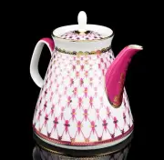 22K Gold Tea pot Pink Net Imperial Lomonosov Porcelain (8102)