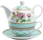 [Grace Teaware] Porcelain 4-Piece Tea For One (Peony Trellis)