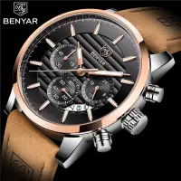 在飛比找蝦皮購物優惠-Benyar 手錶男士頂級奢侈品牌計時碼表運動男士手錶軍用皮