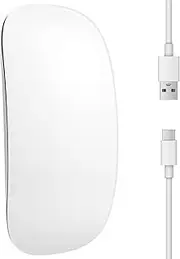 Byttlerom Bluetooth Wireless Magic Mouse Silent Rechargeable Computer Mouse Slim Ergonomic PC Mice for (White)