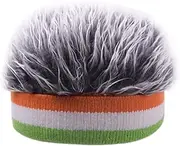 [KiRYu] Wool As Wig Hat Funny Cap Wig Cap Beanie Hat Knit Cap Novelty Hair Beanie Cap for Men Grey