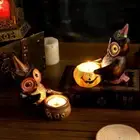 Halloween Owl Candle Holder Stand Animal Figurine Candlestick Holder