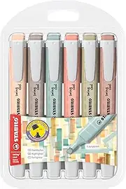 STABILO swing cool NatureCOLORS - Highlighter - Pack of 6 - Assorted Colours