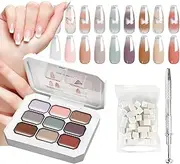 Nail Gel Paint Palette, 9 Colors Gel Nail Polish for Painting, Long Lasting Fingernails Gradient Polish with Sponges for Home Salon Traveling Beach Wedding Dating